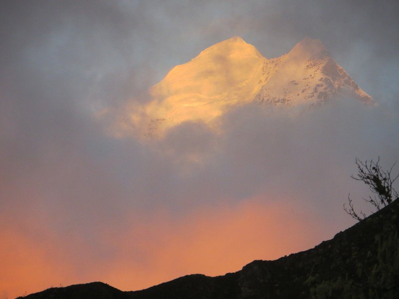 [Photograph: Dunagiri at sunset]