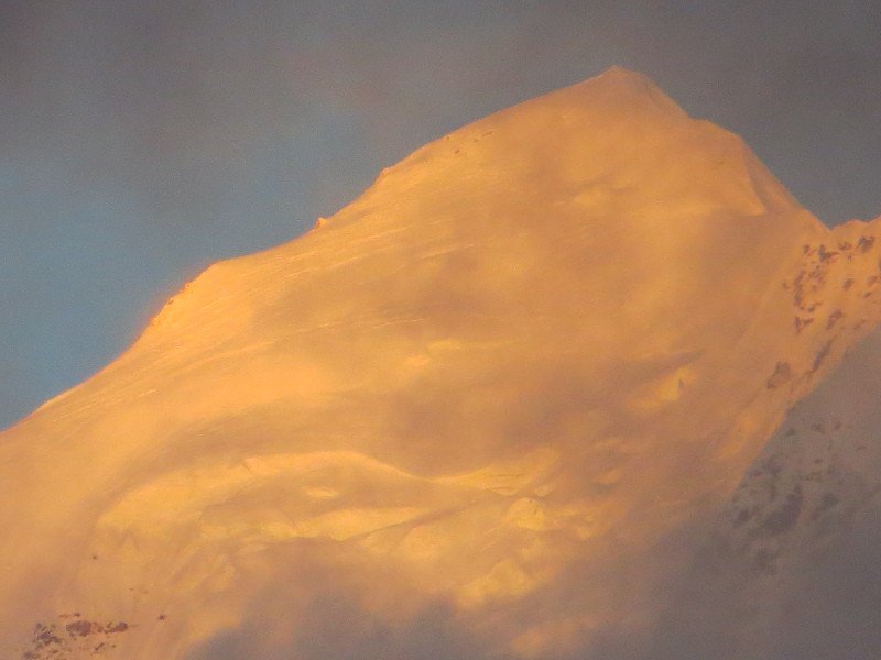 [Photograph: Dunagiri at sunset]