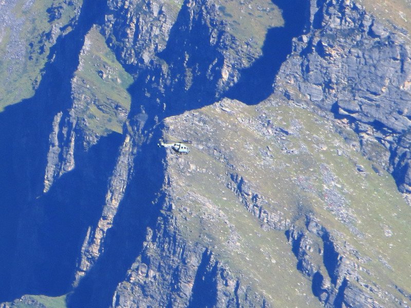 [Photograph: Helicopter near Lata Kharak]