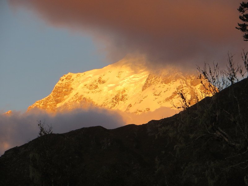 [Photograph: Dunagiri at sunset]