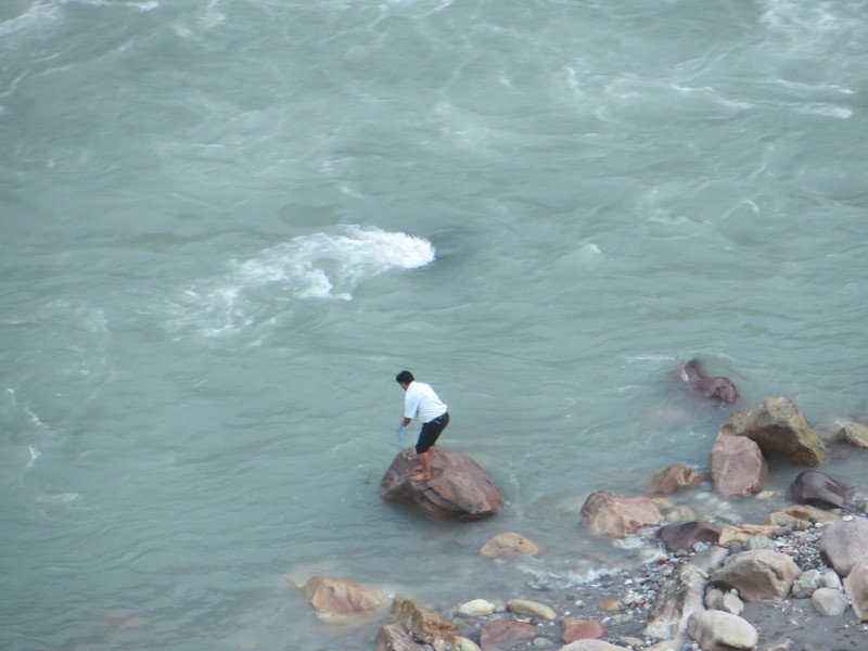 [Photograph: Fisherman in Rudraprayag]