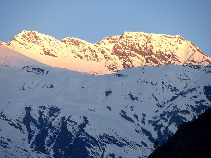 [Photograph: Sunrise at Harsil]