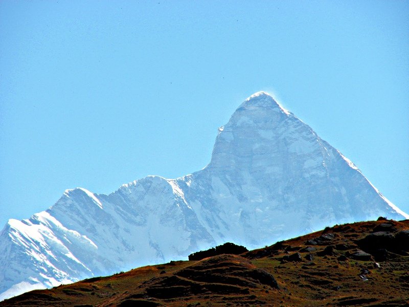 [Photograph: Nanda Devi from Gorson]