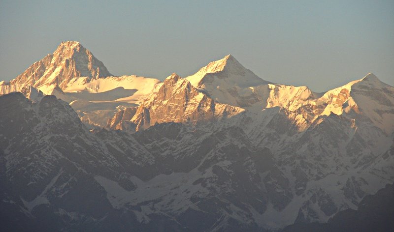 [Photograph: Kamet at sunset]