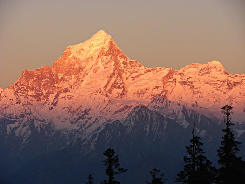[Photograph: Dunagiri at sunset]