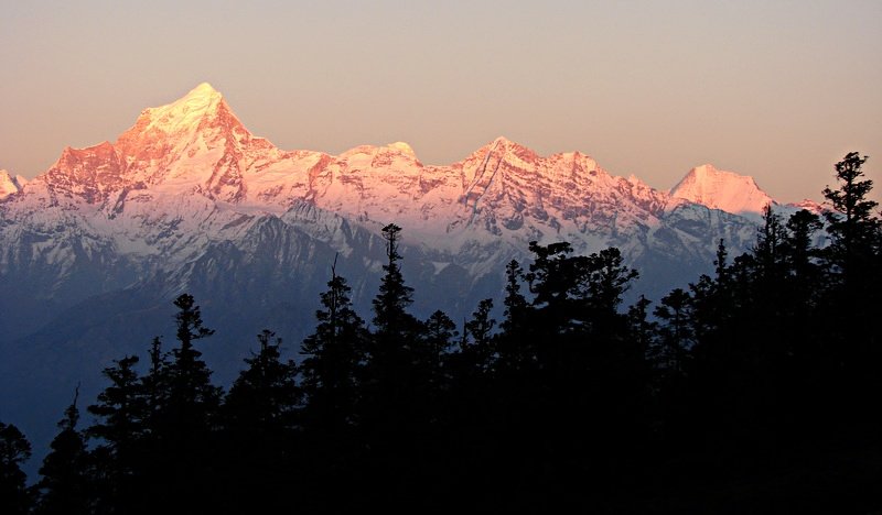 [Photograph: Dunagiri at sunset]