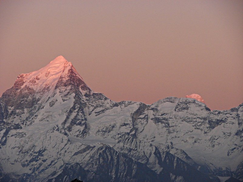 [Photograph: Dunagiri at sunset]