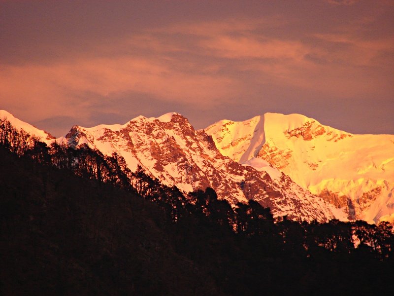 [Photograph: Trisul at sunset]